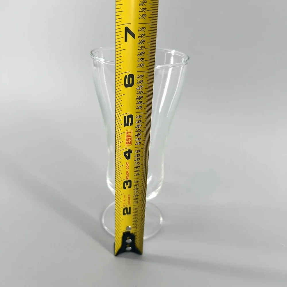 Vintage Clear Glass Hurricane Footed Tulip Cocktail Glasses Set of 8 Retro 6.5